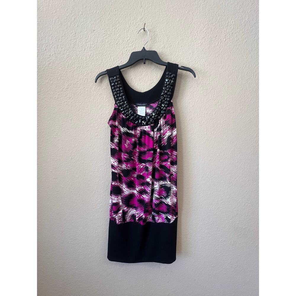 Y2K Fleurish leopard print beaded long top size M